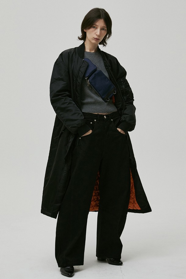 HYIIⁿ - 점퍼 - [하이투] Waist Belt Long MA-1 Jumper Black