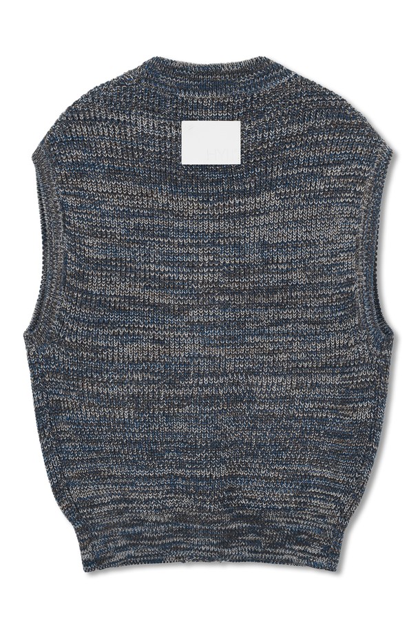 HYIIⁿ - 베스트 - [하이투] Multi Color Button Front Knit Vest Blue