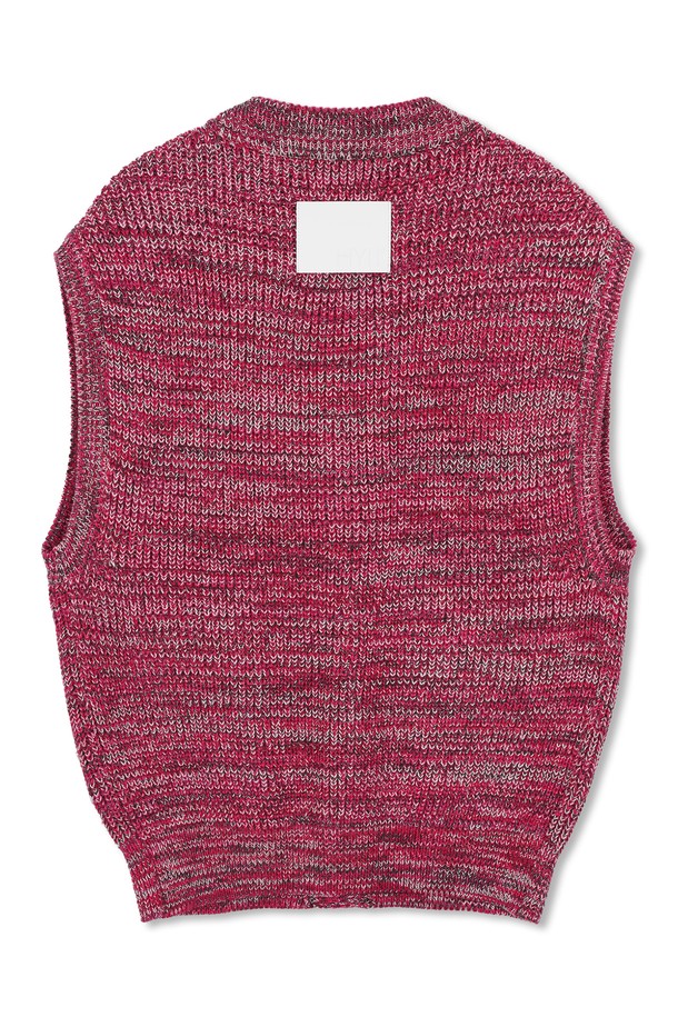 HYIIⁿ - 베스트 - [하이투] Multi Color Button Front Knit Vest Red