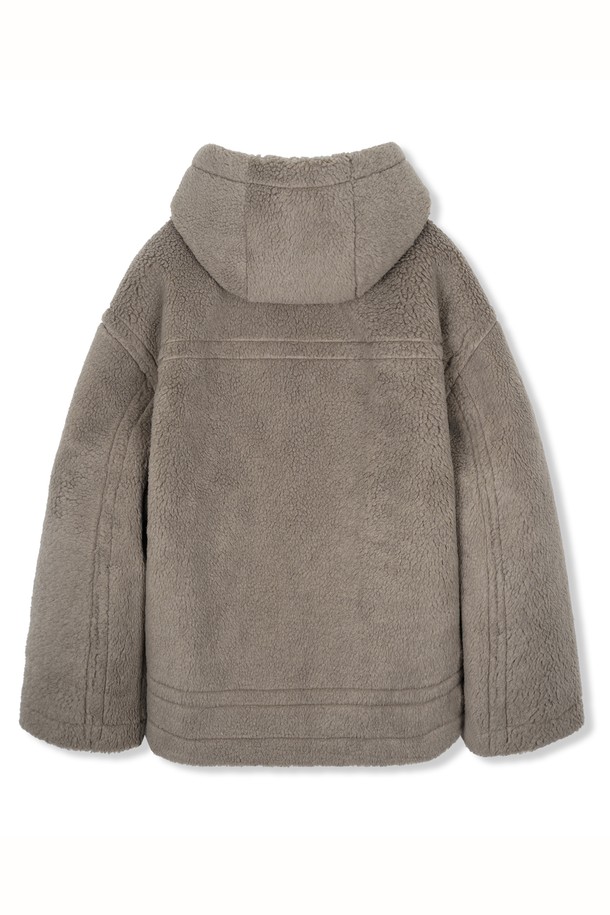 HYIIⁿ - 가죽 - [하이투] Reversible Hooded Shearling Jacket Grey