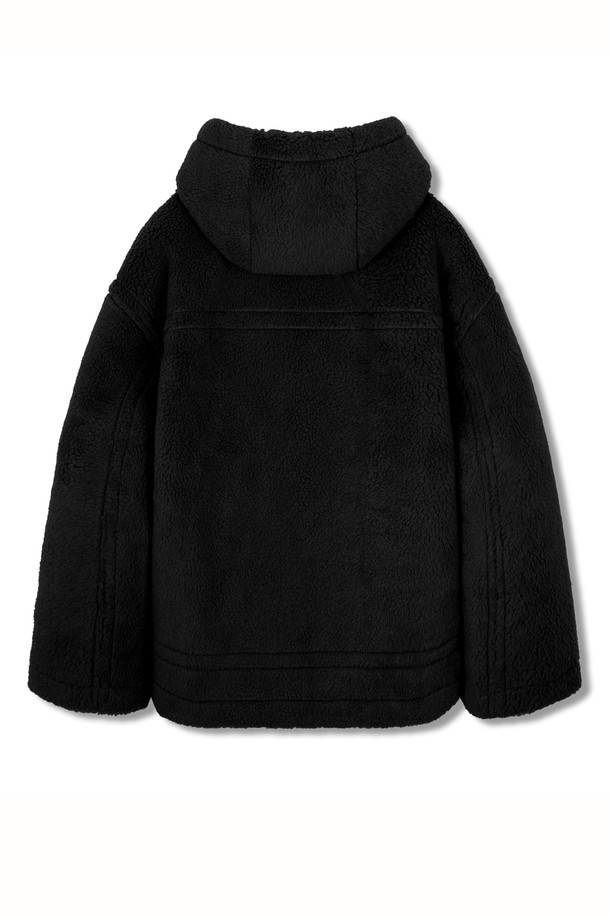 HYIIⁿ - 가죽 - [하이투] Reversible Hooded Shearling Jacket Black