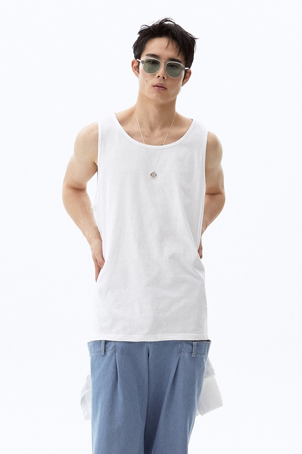 HYIIⁿ - 반팔티셔츠 - [Unisex] Hybrid Two Way Long Tshirt White