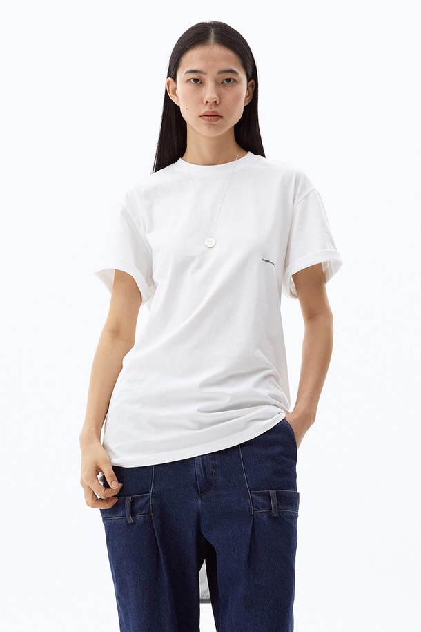 HYIIⁿ - 반팔티셔츠 - [Unisex] Hybrid Two Way Long Tshirt White