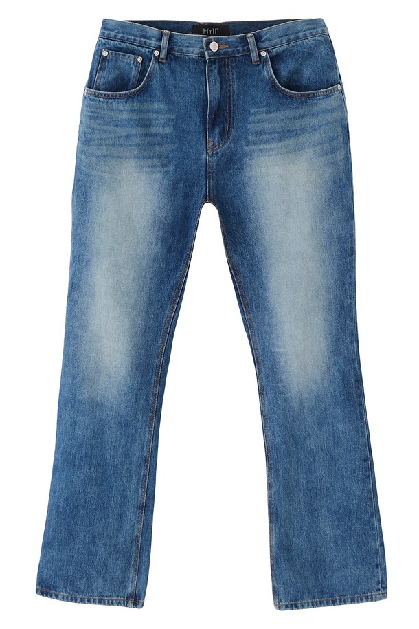 HYIIⁿ - 데님 - [Unisex] Semi Flare Boot Cut Jeans Blue