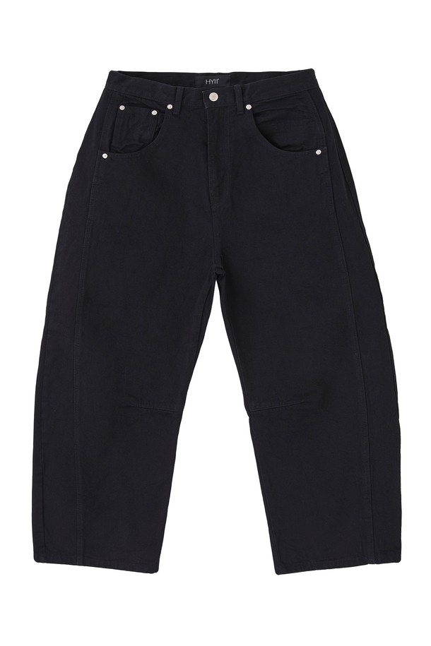 HYIIⁿ - 데님 - [Unisex] Barrel Fit Wide Jeans Black