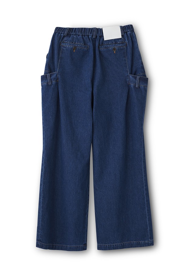 HYIIⁿ - 데님 - [Unisex] Double Waistband Wide Denim Pants Blue