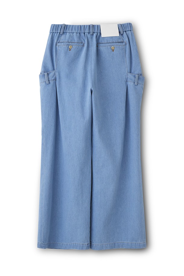 HYIIⁿ - 데님 - [Unisex] Double Waistband Wide Denim Pants Light Blue