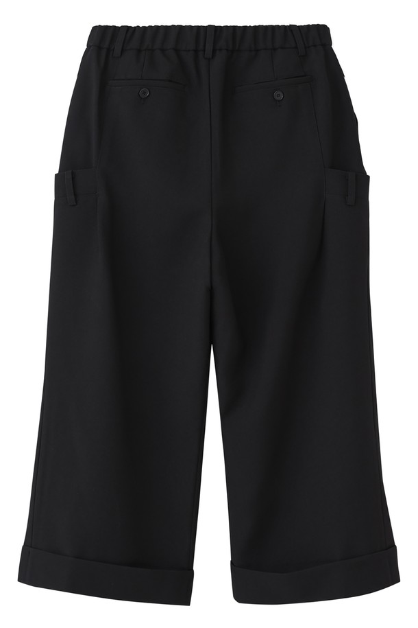 HYIIⁿ - 캐주얼팬츠 - [Unisex] Double Waistband Wide Cropped Pants Black