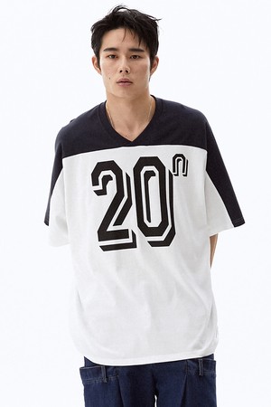 [Unisex] Number Printed Vneck Overfit Tshirt Navy