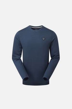 Rab 베이스캠프 로고 뱃지 LS 티 Tempest Blue
