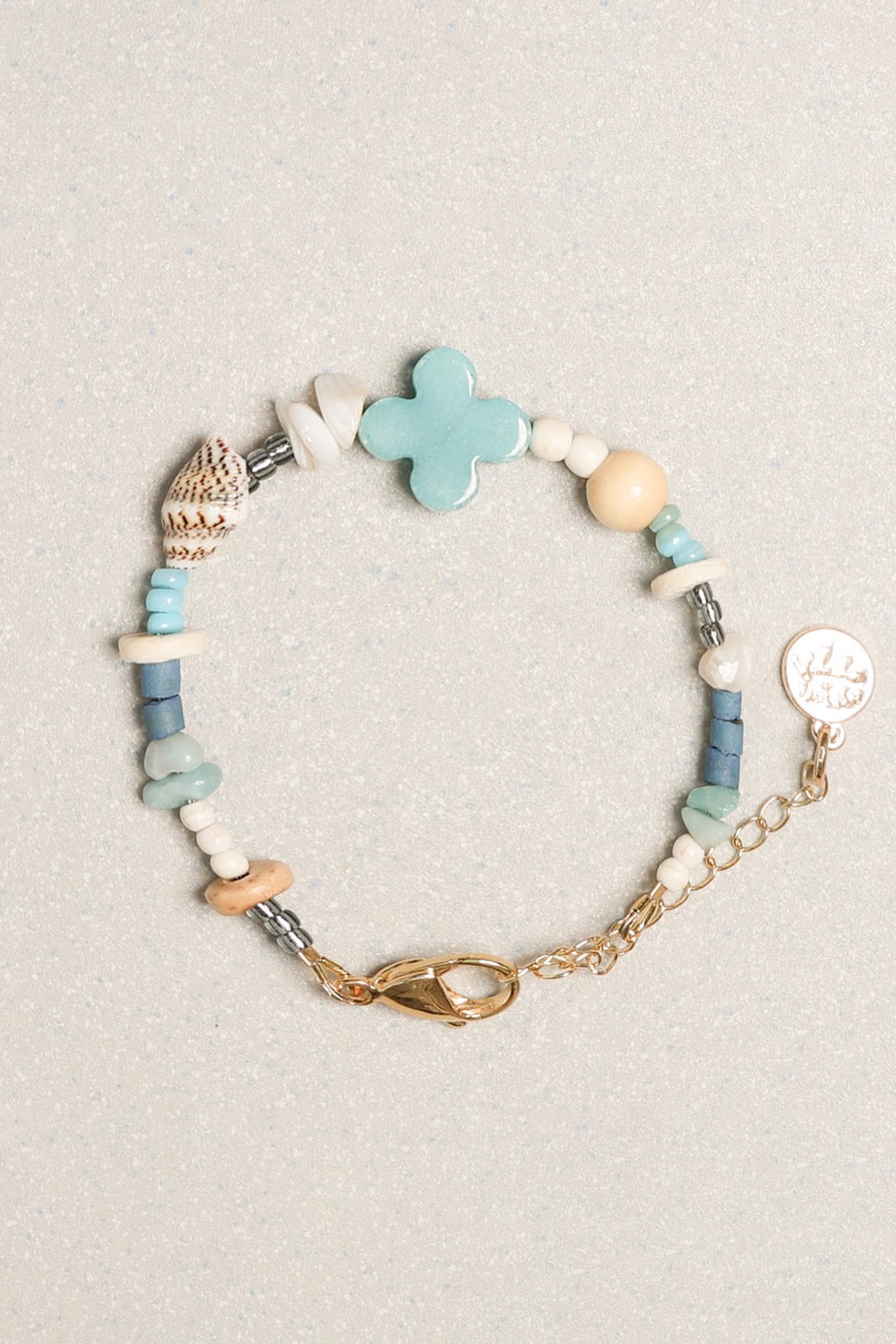 ●tow tow archive● Full Clover Bracelet Turquoise TBH22ABTB 14KT Yellow Gold 14mm Turquoise Clover Station Chain