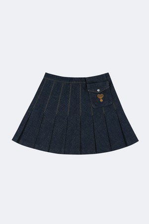 햄튼 데님 플리츠 스커트_NAVY-a