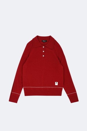 우먼 베이직 니트 폴로셔츠_WINE-a