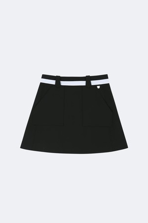 프런트 포켓 에이라인 스커트_BLACK-a