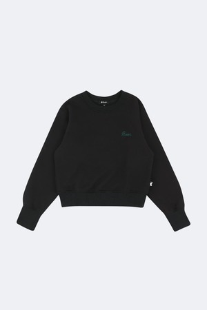 라운드넥 세미 크롭 스웨트셔츠_BLACK-a