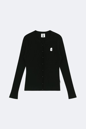 버튼 포인트 라운드넥 니트_BLACK-a