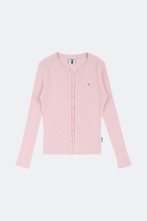 버튼 포인트 라운드넥 니트_PINK-a