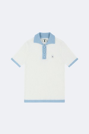 부클 니트 폴로셔츠_WHITE-a