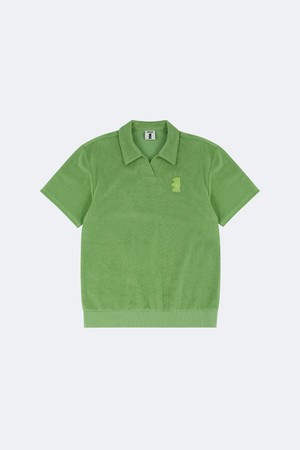 테리 브이넥 티셔츠_GREEN-a