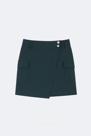 숏 슬릿 카고 스커트_GREEN-a