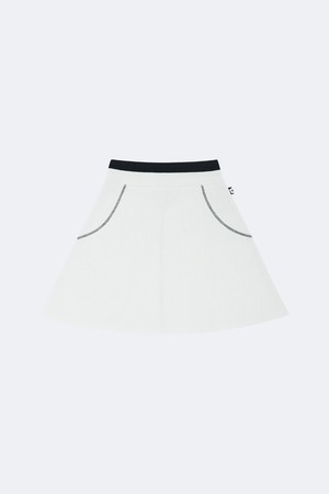 스티치 플레어 스커트_WHITE-a
