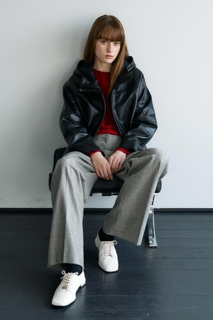 후드 레더 점퍼 N4GF35