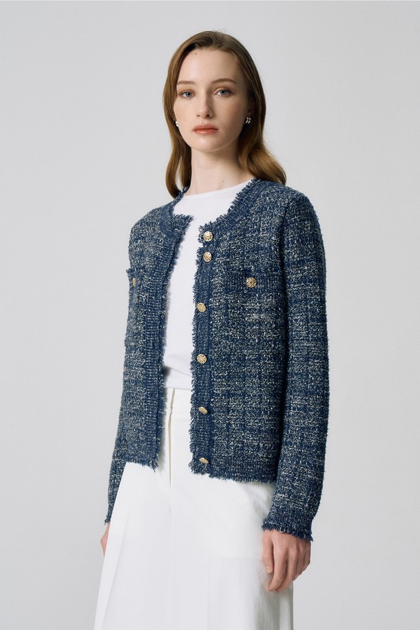 ANNE KLEIN - 가디건 - 트윙클 트위드 가디건 N5HS31