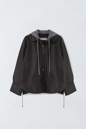 후드 레더 자켓 E5HS11