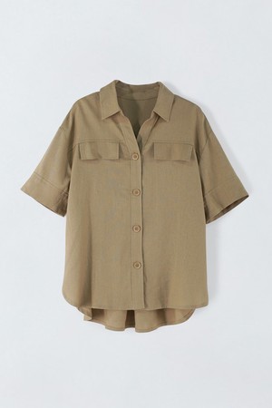 린넨 블랜디드 플랩 블라우스 E5HM64