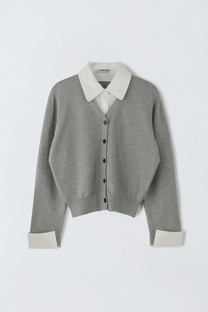 셔츠 카라 배색 가디건 E5HF002