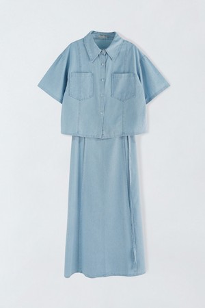 ADAUL] Jelli shirring choker long dress - ivory