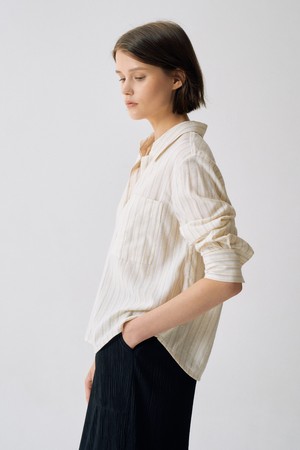 스트라이프 히든 셔츠 O5HF014