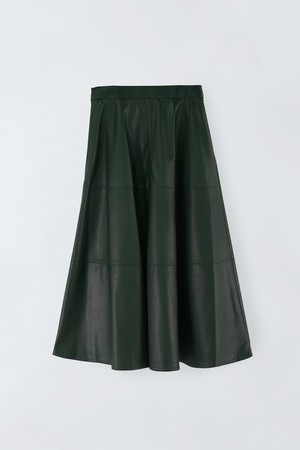 페이크 레더 플레어 스커트 N5HW19