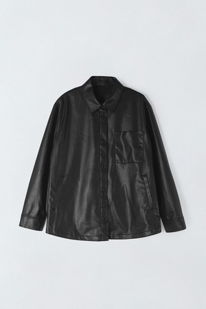 셔츠형 페이크 레더 자켓 N5HW23