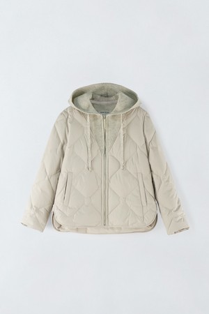 니트 후드 덕다운 패딩 E5HW013