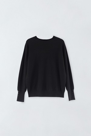 버튼 소매 라운드 니트 E5HW037