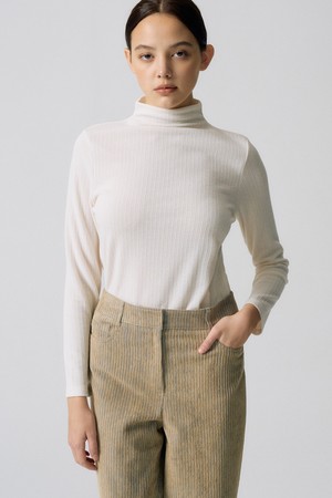 골지 모크넥 티셔츠 S5HW041