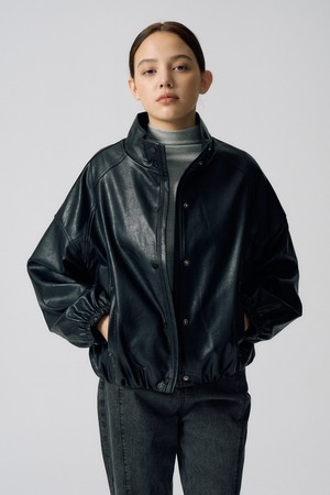 하이넥 페이크레더 점퍼 S5HW033