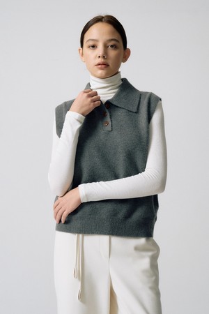 카라 니트 베스트 S5HW030