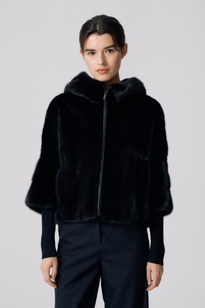 트리밍 밍크 7부 자켓 E5HW003