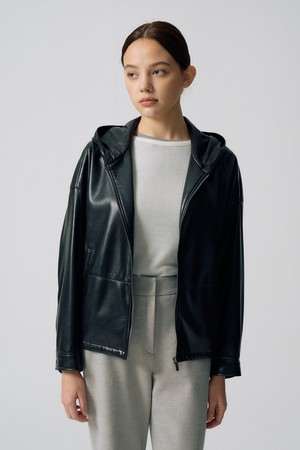 페이크 레더 후드 자켓 N5HW43