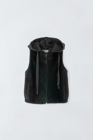 니트 후드 밍크 베스트 E5HW025