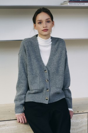 울 블랜딩 V넥 가디건 S5HW058