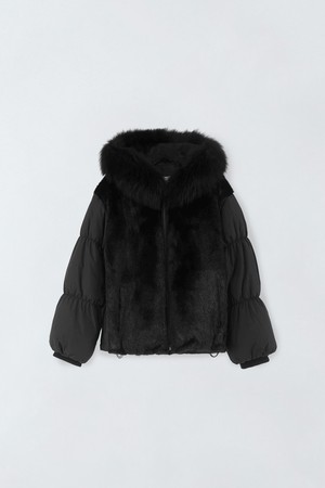 [앤클라인]구스다운 후드 배색 패딩 E5HW058