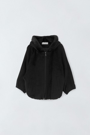 밍크 배색 울 블랜딩 코트 E5HW071