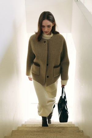 히든 버튼 울 블랜딩 자켓 N5HW65