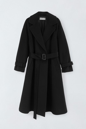 울 블랜디드 슬리브 벨티드 코트 O5HW024