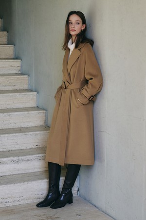 울 슬리브 벨티드 코트 N5HW68