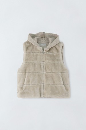 페이크 퍼 니트 후드 베스트 E5HW096