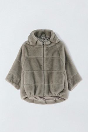 페이크 퍼 하프 후드 자켓 E5HW113